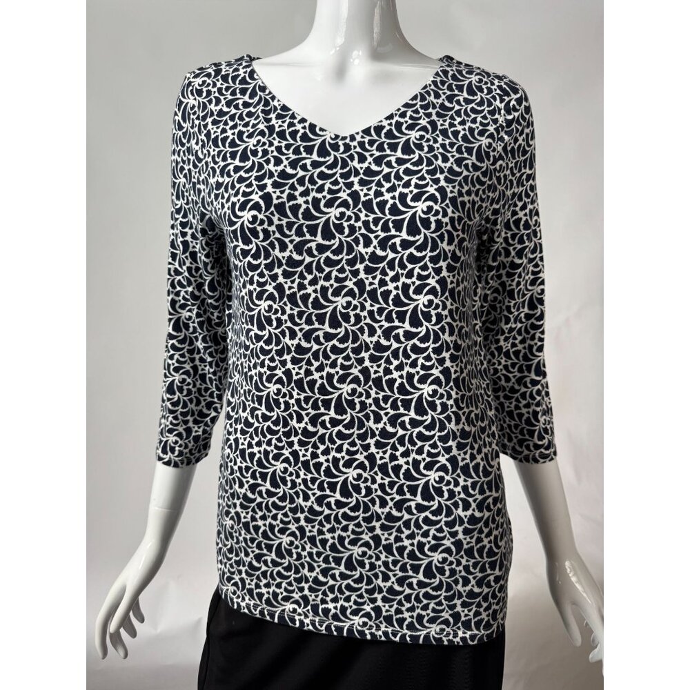 Black & White Floral Pattern Womens Top